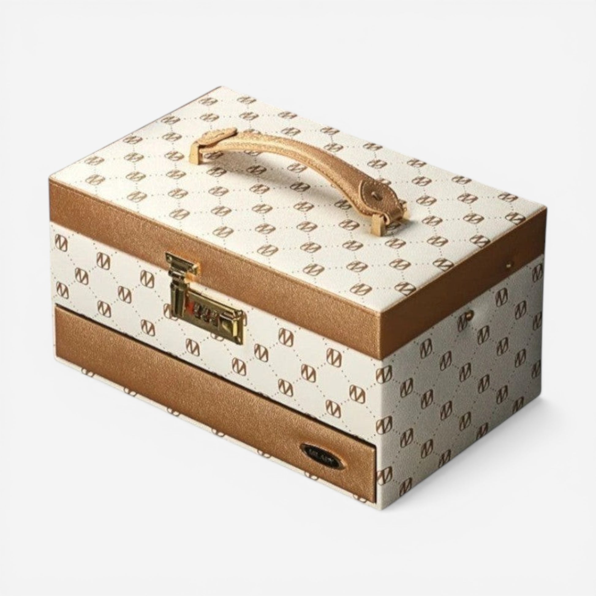 Boîte à bijoux raffinée avec motif élégant, parfaite pour organiser et protéger vos bijoux au quotidien.
