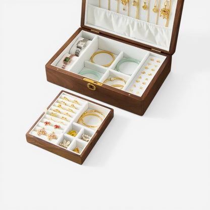 boite à bijoux rétro compacte avec plusieurs compartiments pour organiser bijoux