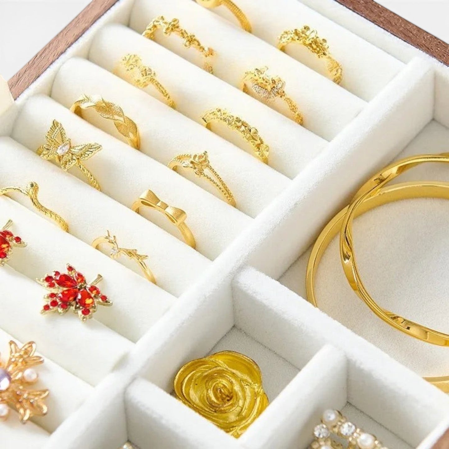 boite à bijoux rétro avec compartiments pour bagues boucles d oreilles et colliers