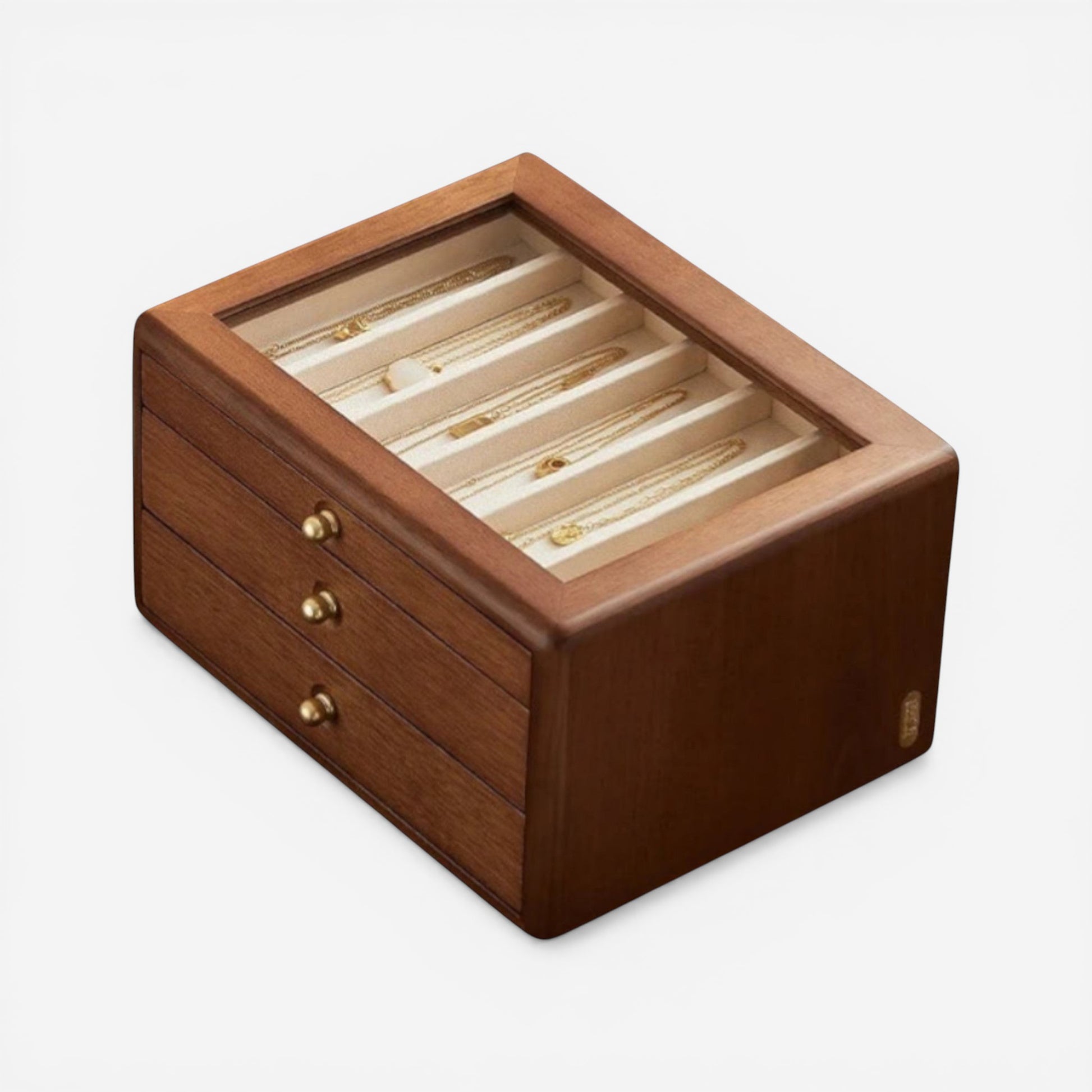 Boîte à bijoux rétro de luxe en bois massif avec plusieurs compartiments pour organiser ses bijoux