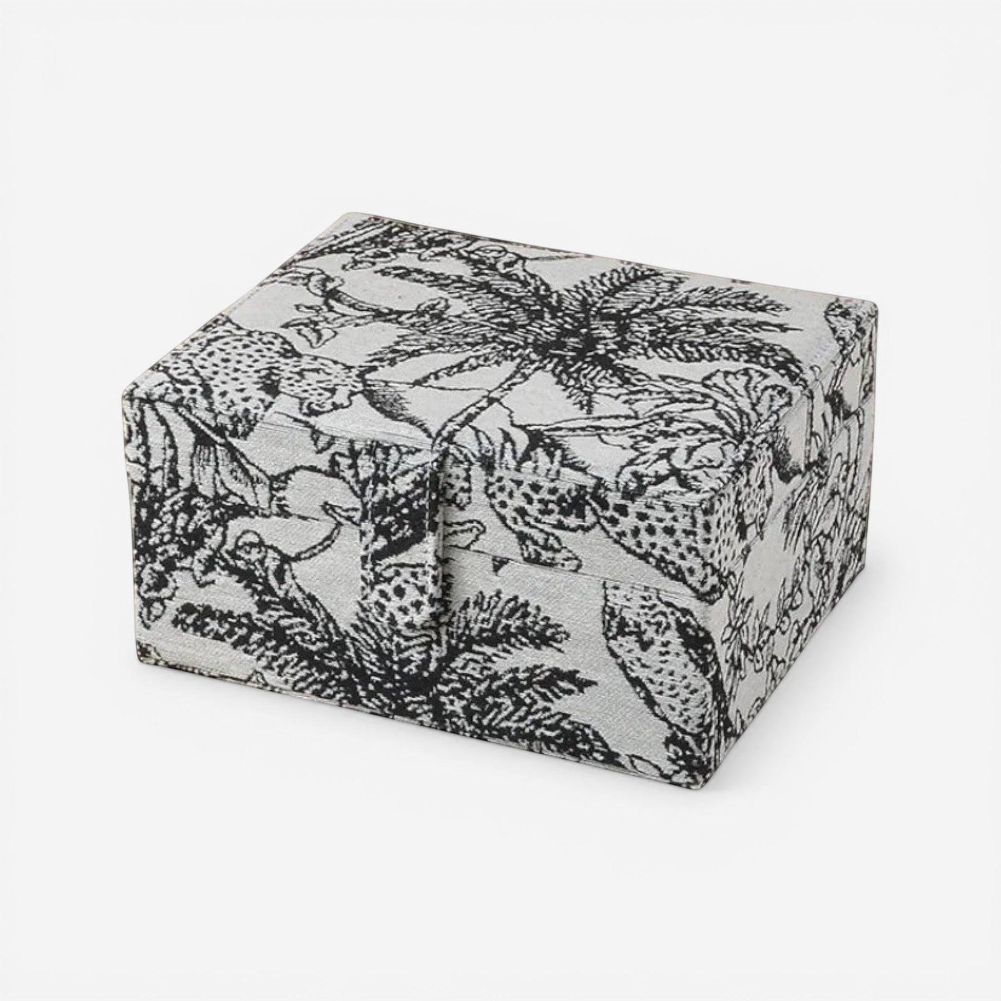 boîte à bijoux rétro en tissu fermée avec design vintage pour rangement de bijoux