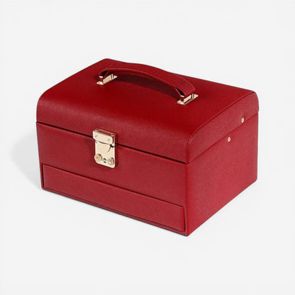boîte à bijoux rouge style coffret élégant pour rangement sécurisé des bijoux