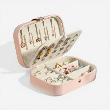 boîte à bijoux design en simili cuir avec boutons pour un rangement élégant