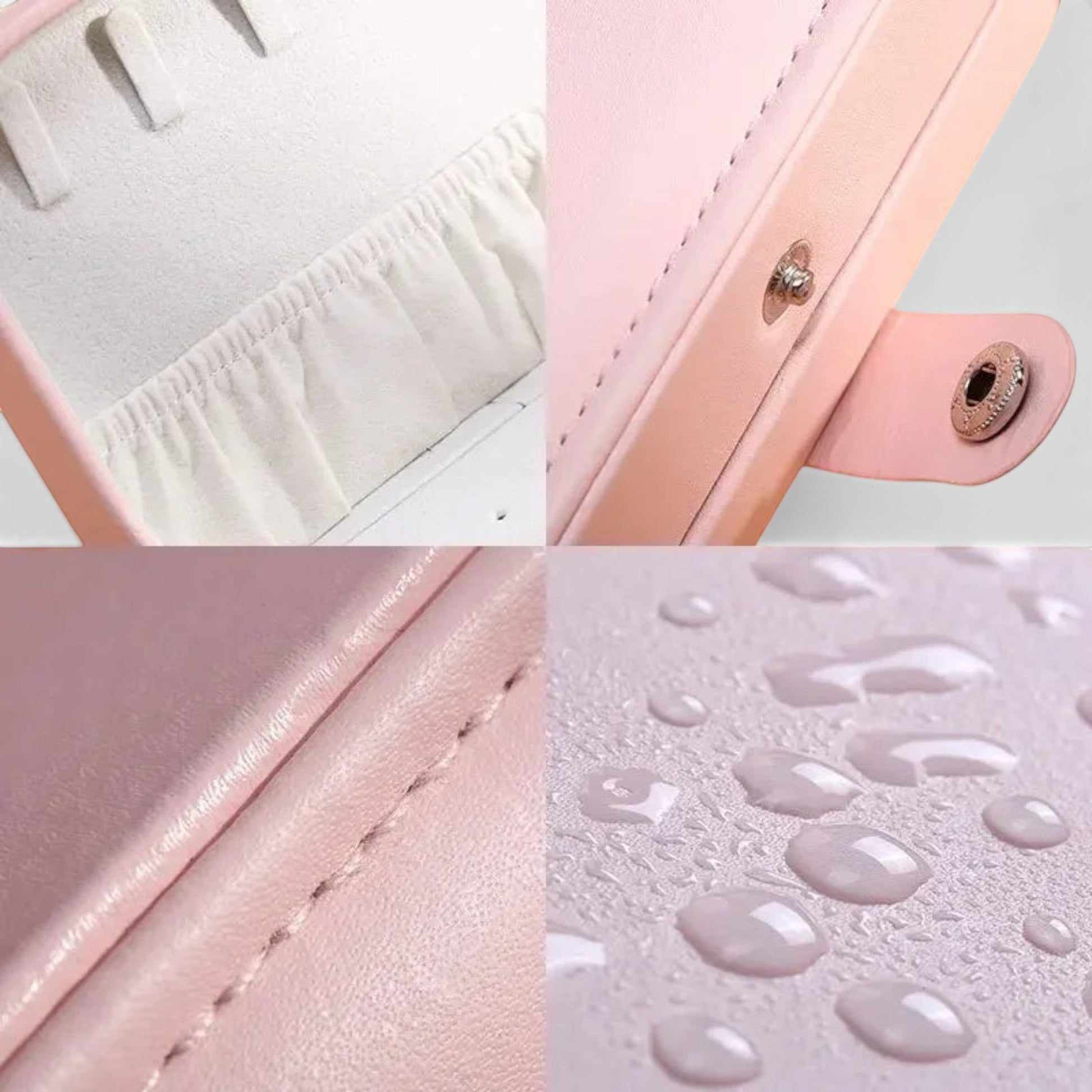 boîte à bijoux de voyage en simili cuir avec fermeture à boutons et rangement pratique