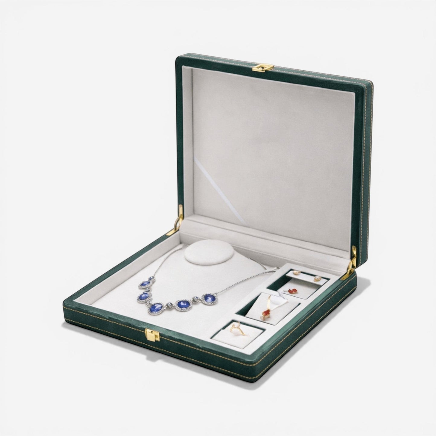 boîte à bijoux élégante en simili cuir avec compartiments pour organiser bijoux