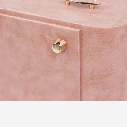 boîte à bijoux en simili cuir fermée avec design élégant et tiroirs de rangement