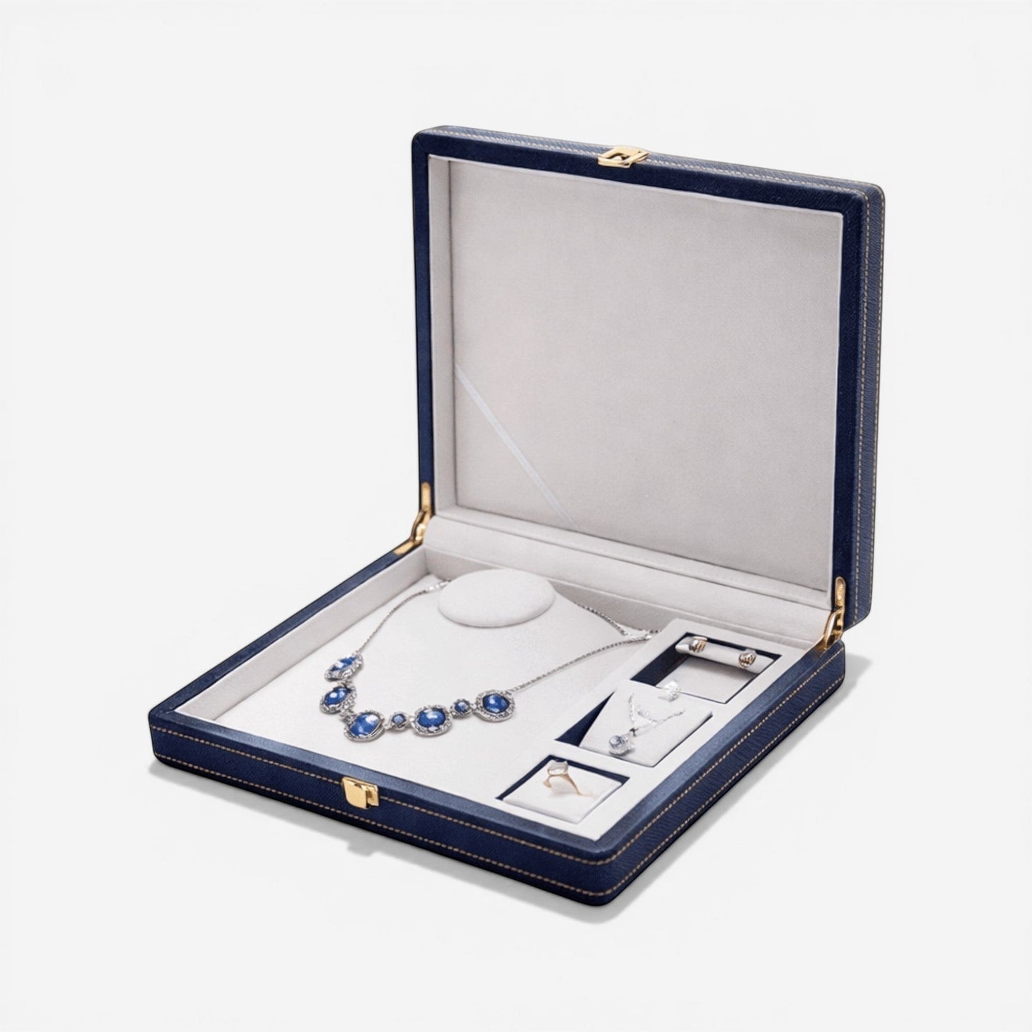 boîte à bijoux en simili cuir avec rangement intérieur pour bagues et colliers