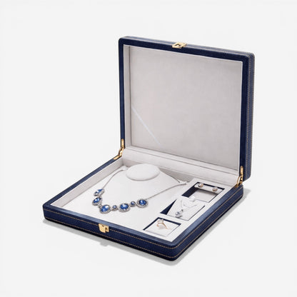 boîte à bijoux en simili cuir avec rangement intérieur pour bagues et colliers