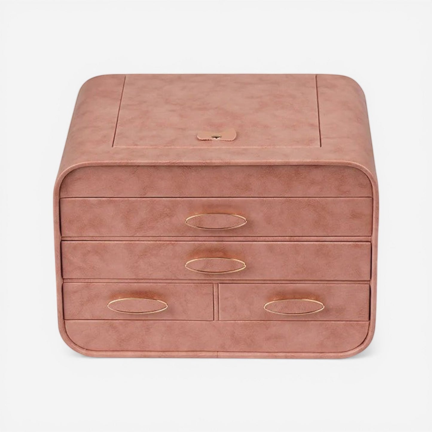 boîte à bijoux en simili cuir rose avec tiroirs de rangement pour bijoux