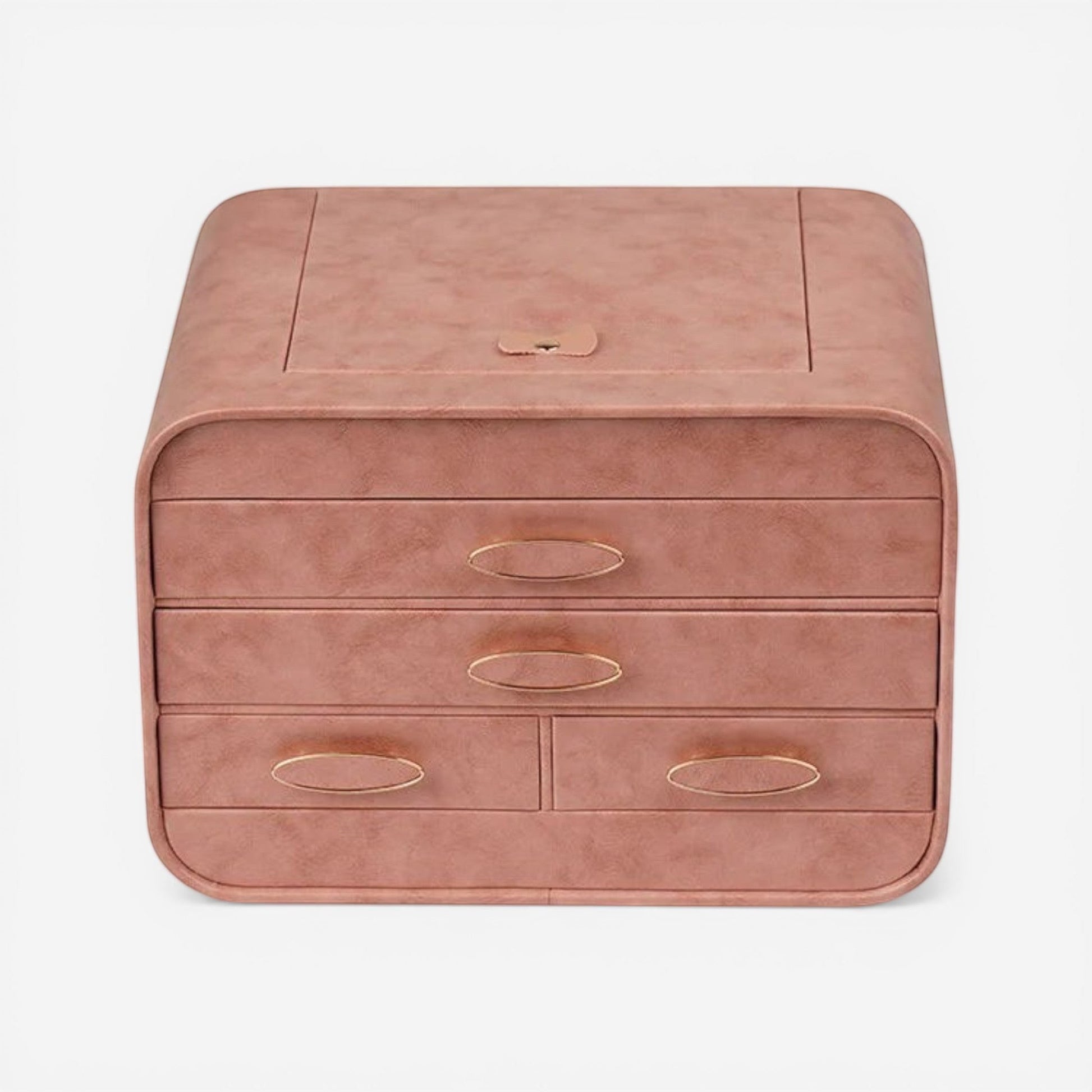 boîte à bijoux en simili cuir rose avec tiroirs de rangement pour bijoux