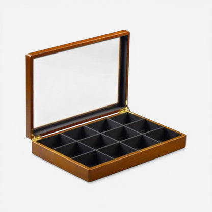 Boîte à bijoux en bois avec couvercle transparent et compartiments pour ranger bijoux facilement