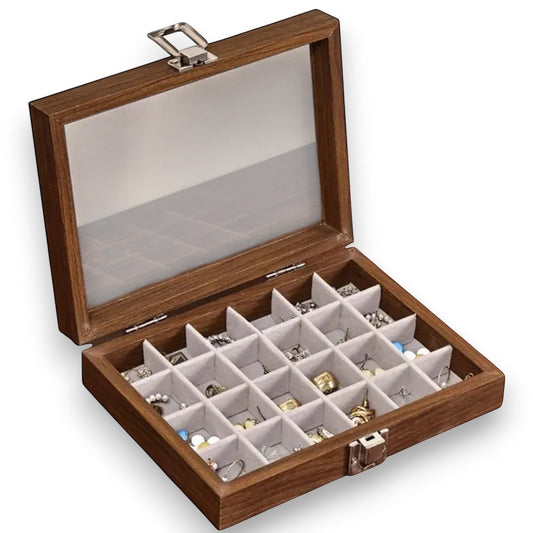 Boîte à bijoux vintage avec rangement pour bagues et intérieur en velours