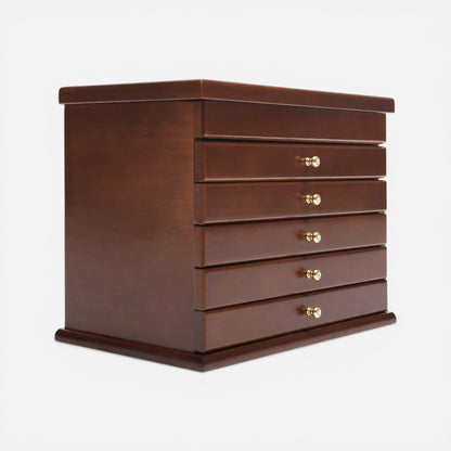 Boîte à bijoux vintage en bois avec compartiments pour un rangement pratique des bijoux