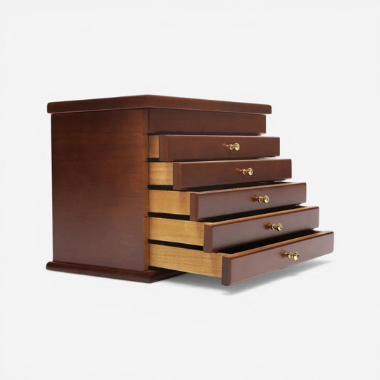 Boîte à bijoux vintage en bois avec tiroirs pour organiser bagues colliers et bracelets