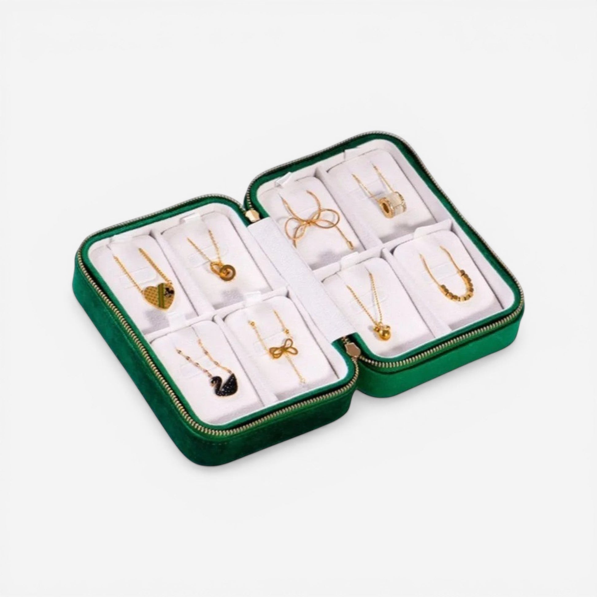 boite à bijoux de voyage double avec plusieurs compartiments pour organiser différents bijoux