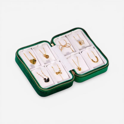boite à bijoux de voyage double avec plusieurs compartiments pour organiser différents bijoux