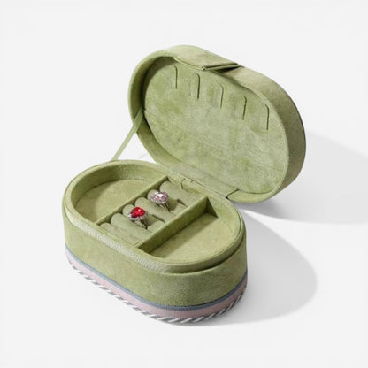 boîte à bijoux de voyage élégante avec miroir intégré et compartiments pour bijoux