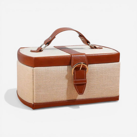 Boîte à bijoux portable grande capacité, idéale pour voyager avec vos bijoux tout en les gardant bien organisés.
