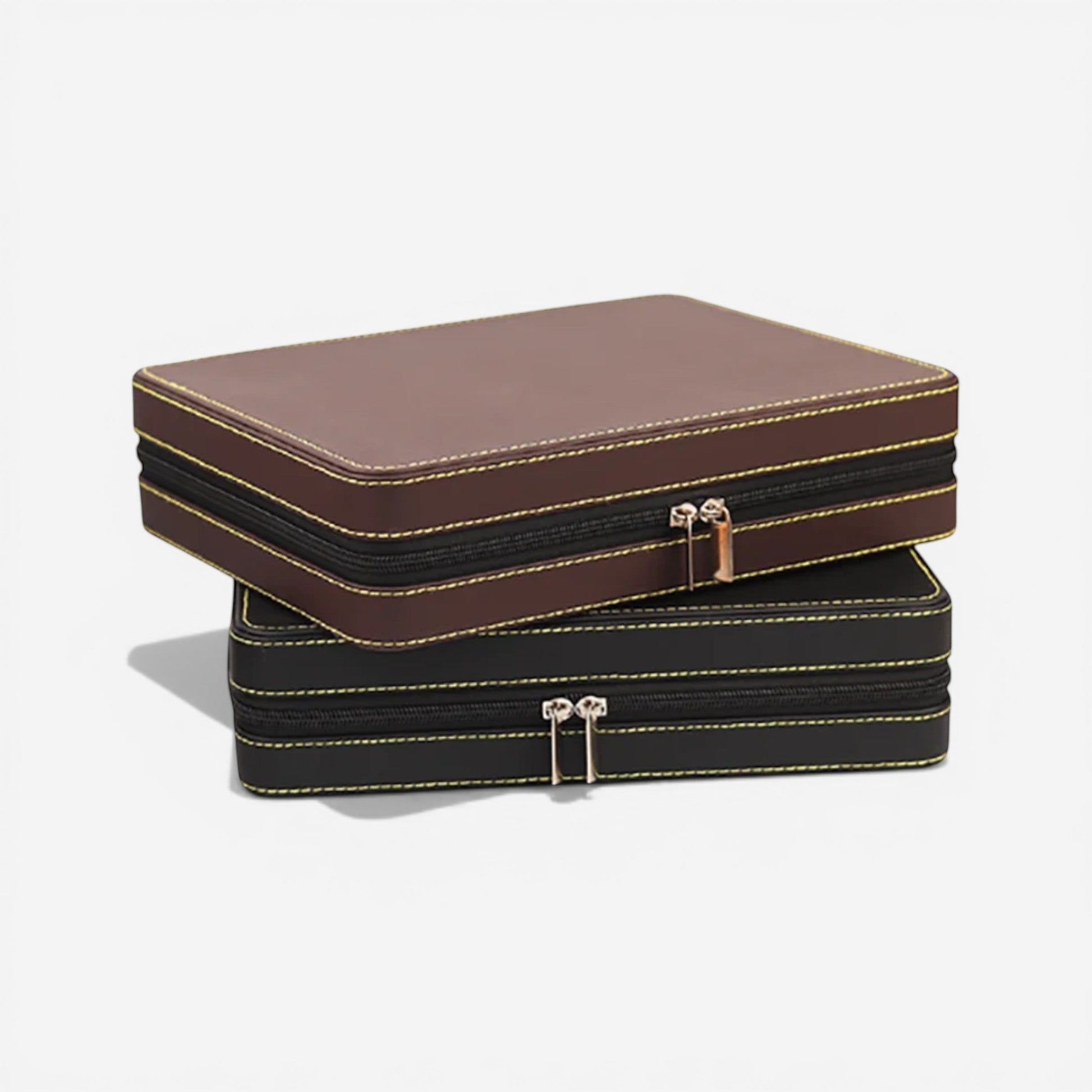 boîtes à bijoux de voyage en simili cuir avec différents modèles et compartiments de rangement