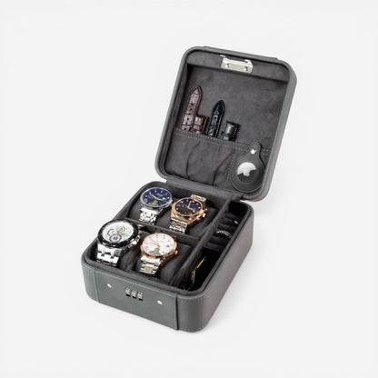 boîte à montres en cuir au design moderne avec intérieur compartimenté