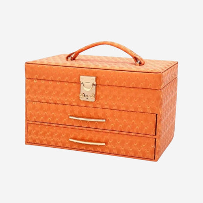 coffret à bijoux grande capacité format valise avec poignée et fermeture sécurisée