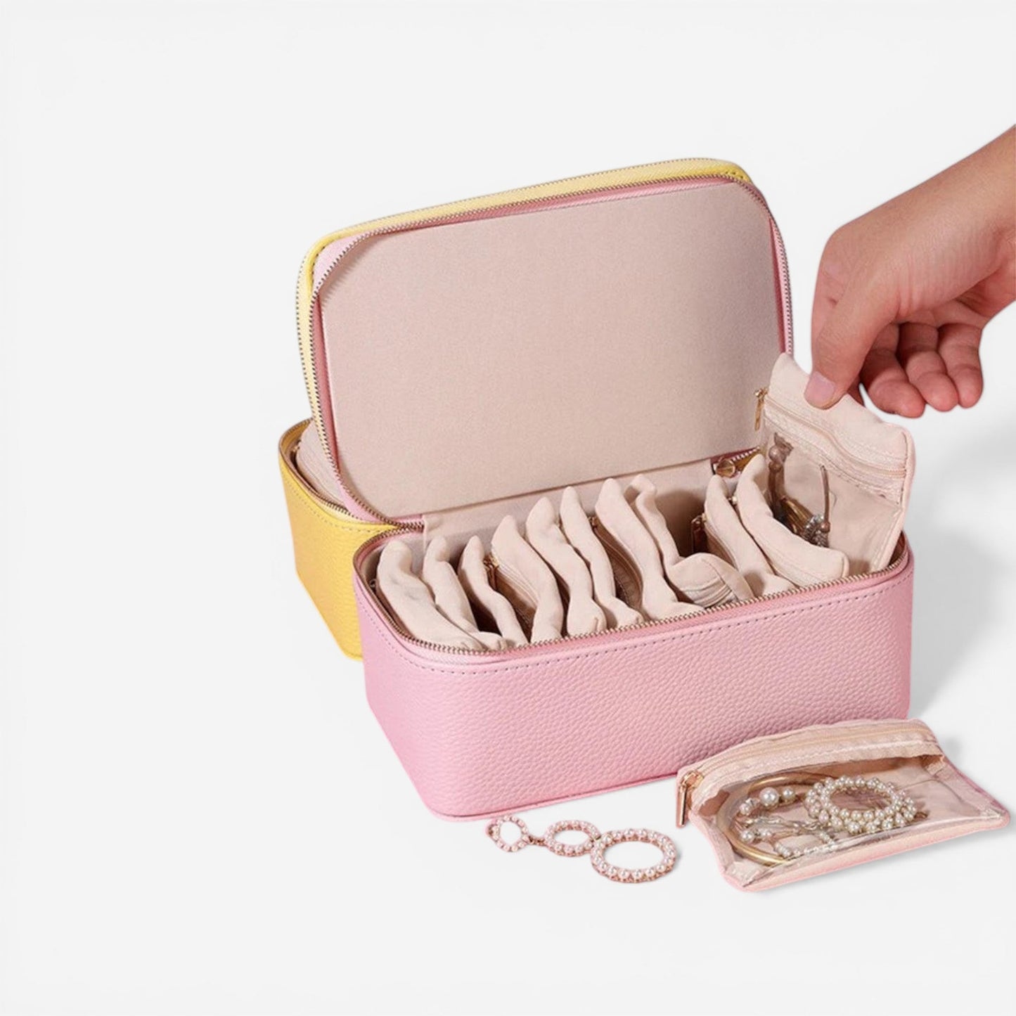 organisateur de bijoux de voyage avec compartiments pratiques pour bagues et accessoires