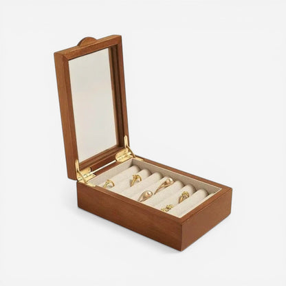 petite boîte à bijoux en bois idéale pour voyage avec compartiments pour bijoux