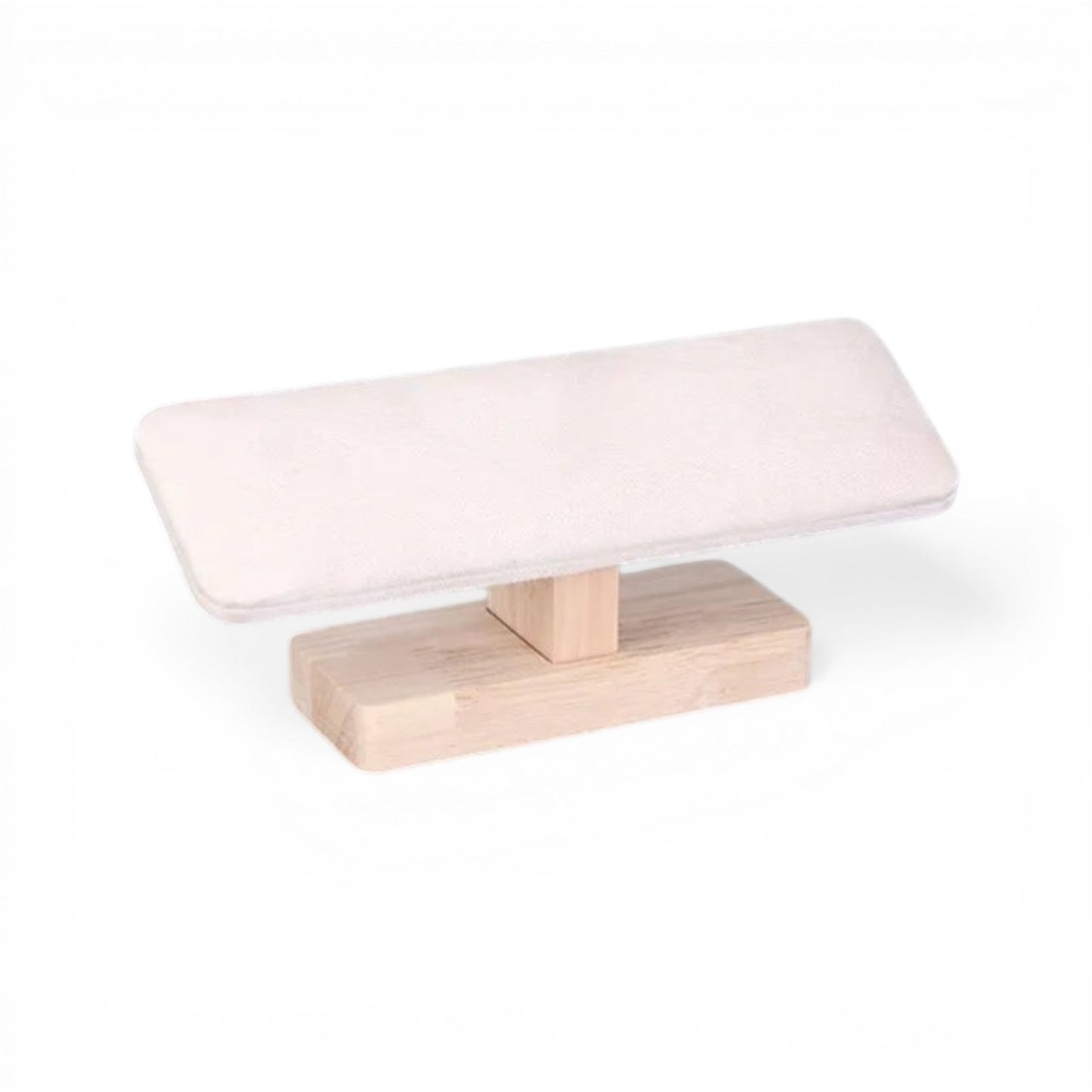 porte bijoux en velours blanc avec support en bois pour exposer bijoux et accessoires