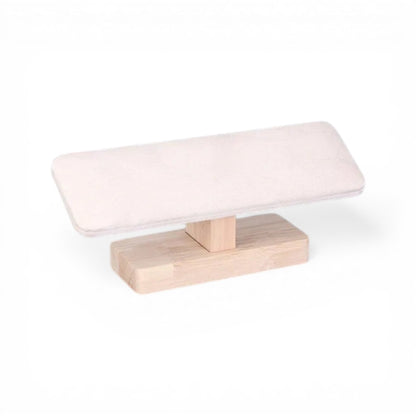 porte bijoux en velours blanc avec support en bois pour exposer bijoux et accessoires