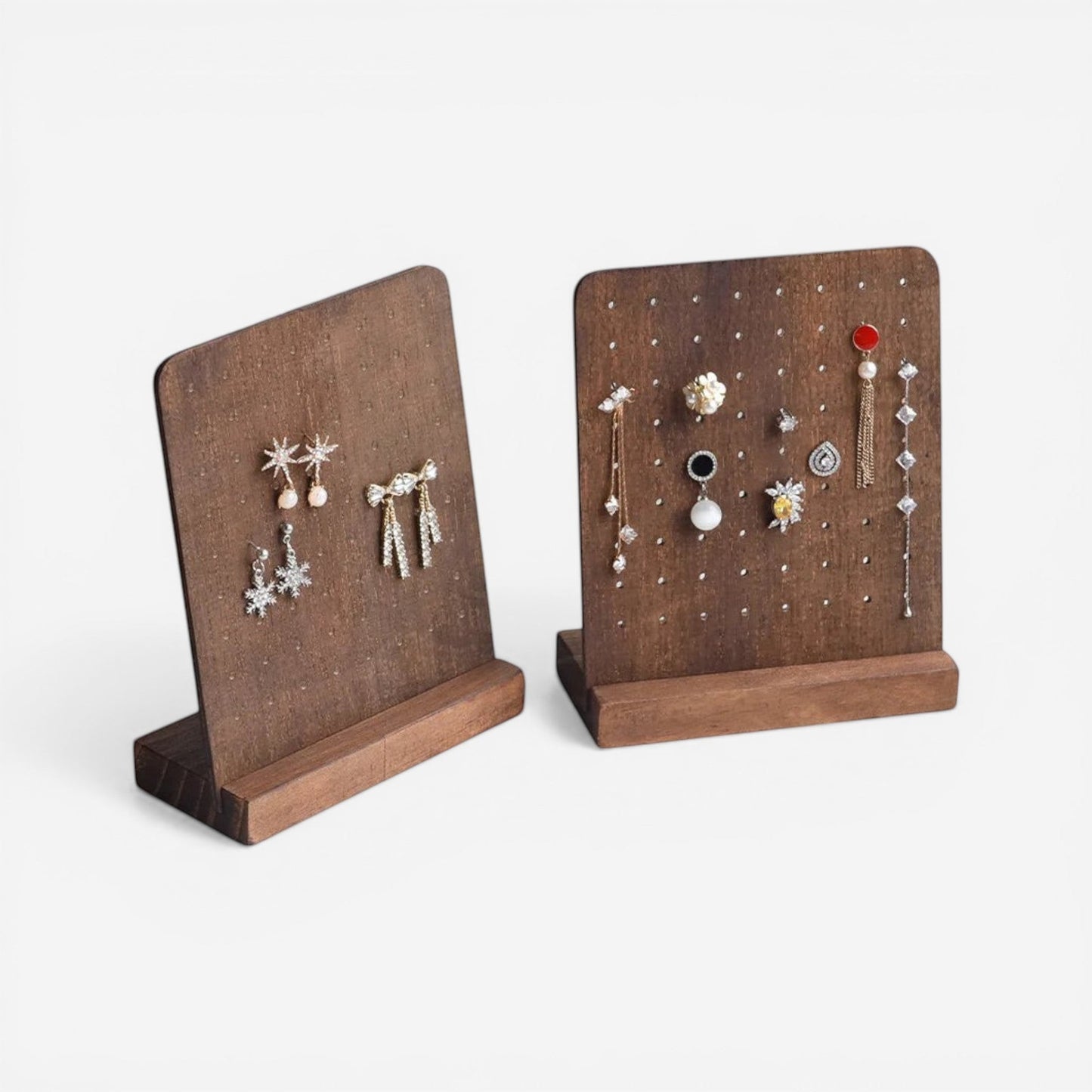 porte boucles d oreilles en bois double support pour rangement et présentation de bijoux