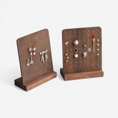 porte boucles d oreilles en bois double support pour rangement et présentation de bijoux