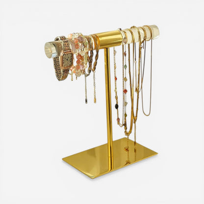 porte colliers de luxe doré avec suspension multiple pour éviter les nœuds et organiser les bijoux