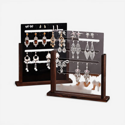 présentoir de bijoux en acrylique double panneau pour suspendre boucles d’oreilles et colliers