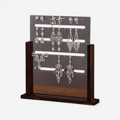 présentoir de bijoux en acrylique avec support en bois pour exposer colliers et boucles d’oreilles