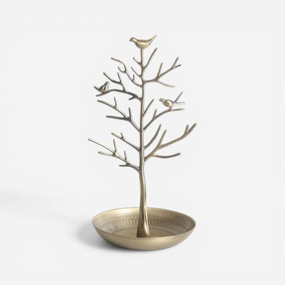 Présentoir à bijoux en alliage doré en forme d’arbre, élégant, pour accrocher colliers et boucles d’oreilles.