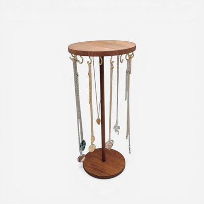 Présentoir à bijoux en bois avec 18 crochets, parfait pour organiser colliers et bijoux suspendus.