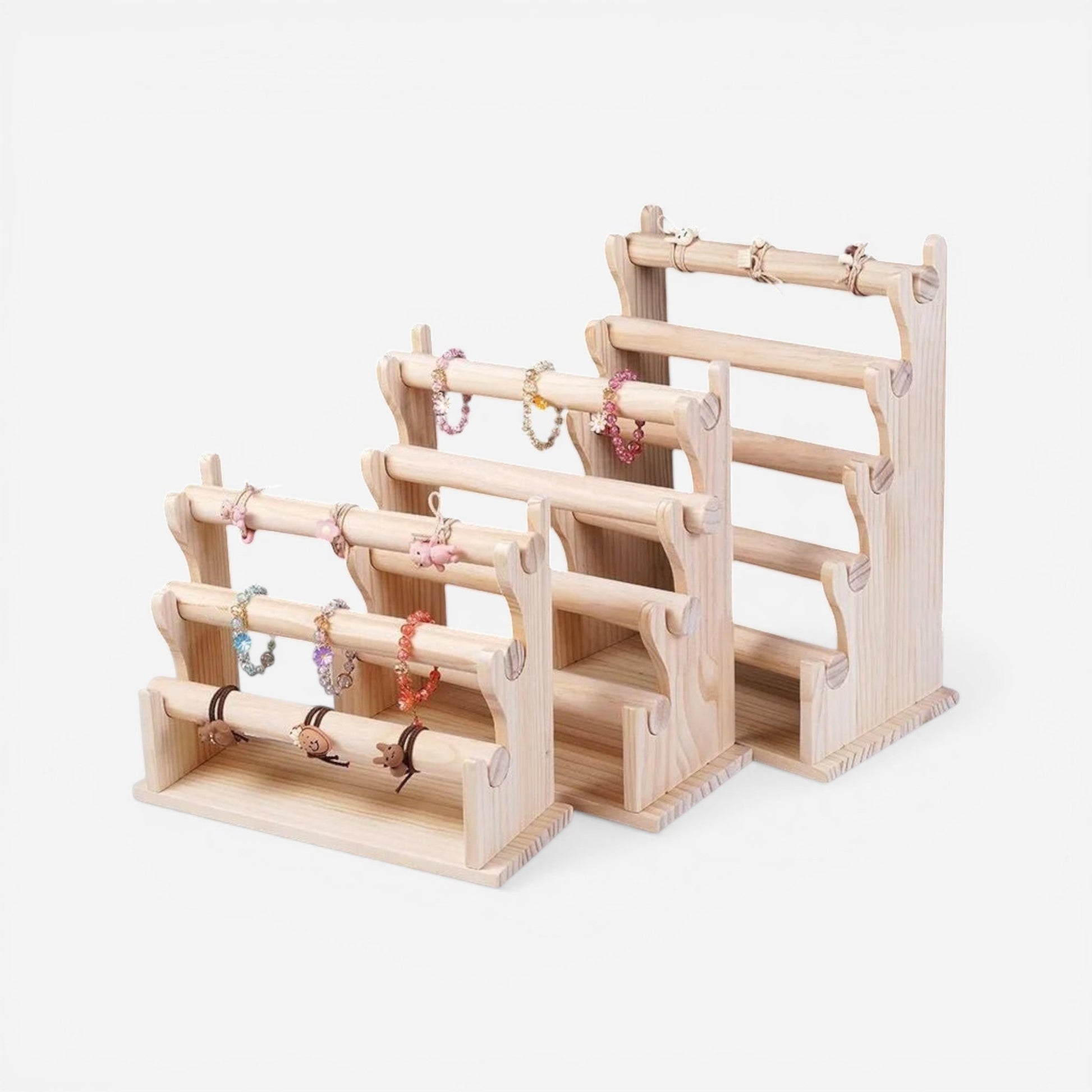 lot de présentoirs de bijoux en bois classique pour organiser différents bijoux