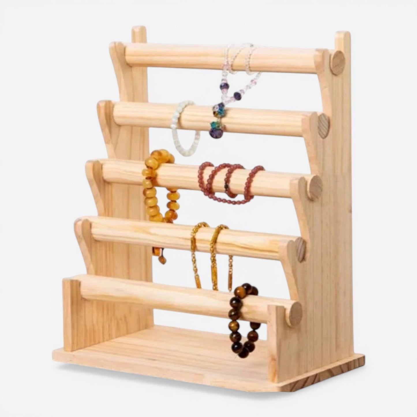 présentoir de bijoux en bois classique avec plusieurs niveaux pour rangement bijoux