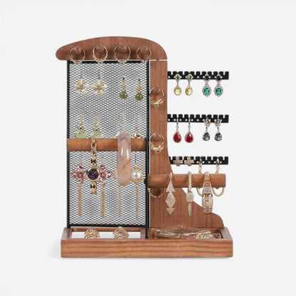 Présentoir à bijoux en bois au design élégant parfait pour une décoration raffinée et un rangement pratique.