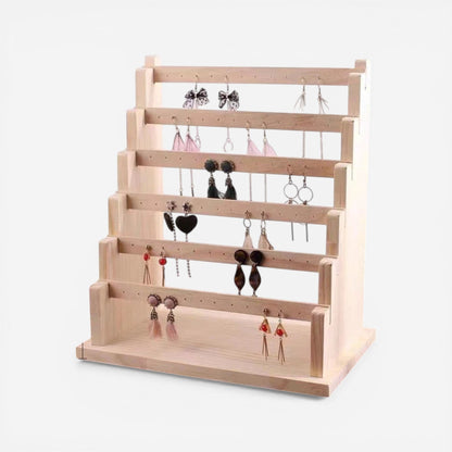 présentoir à bijoux en bois massif avec étagères pour organiser différents bijoux