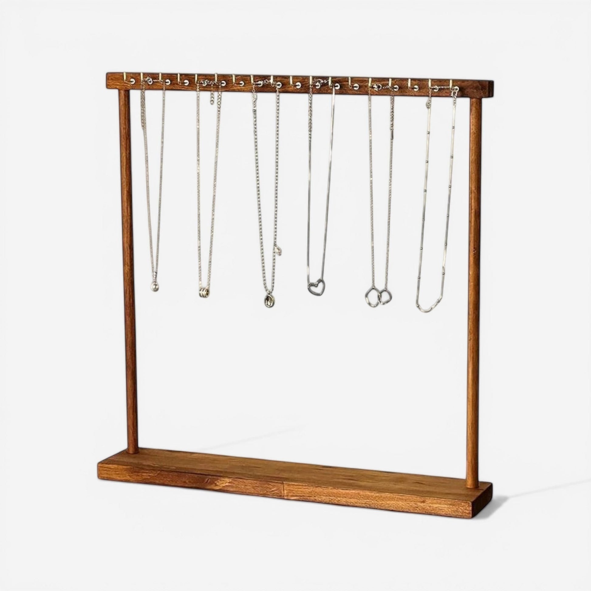 présentoir minimaliste en bois massif pour suspendre et organiser les bijoux
