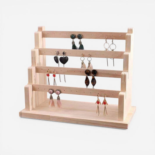 présentoir à bijoux en bois massif avec barres pour suspendre colliers et bracelets