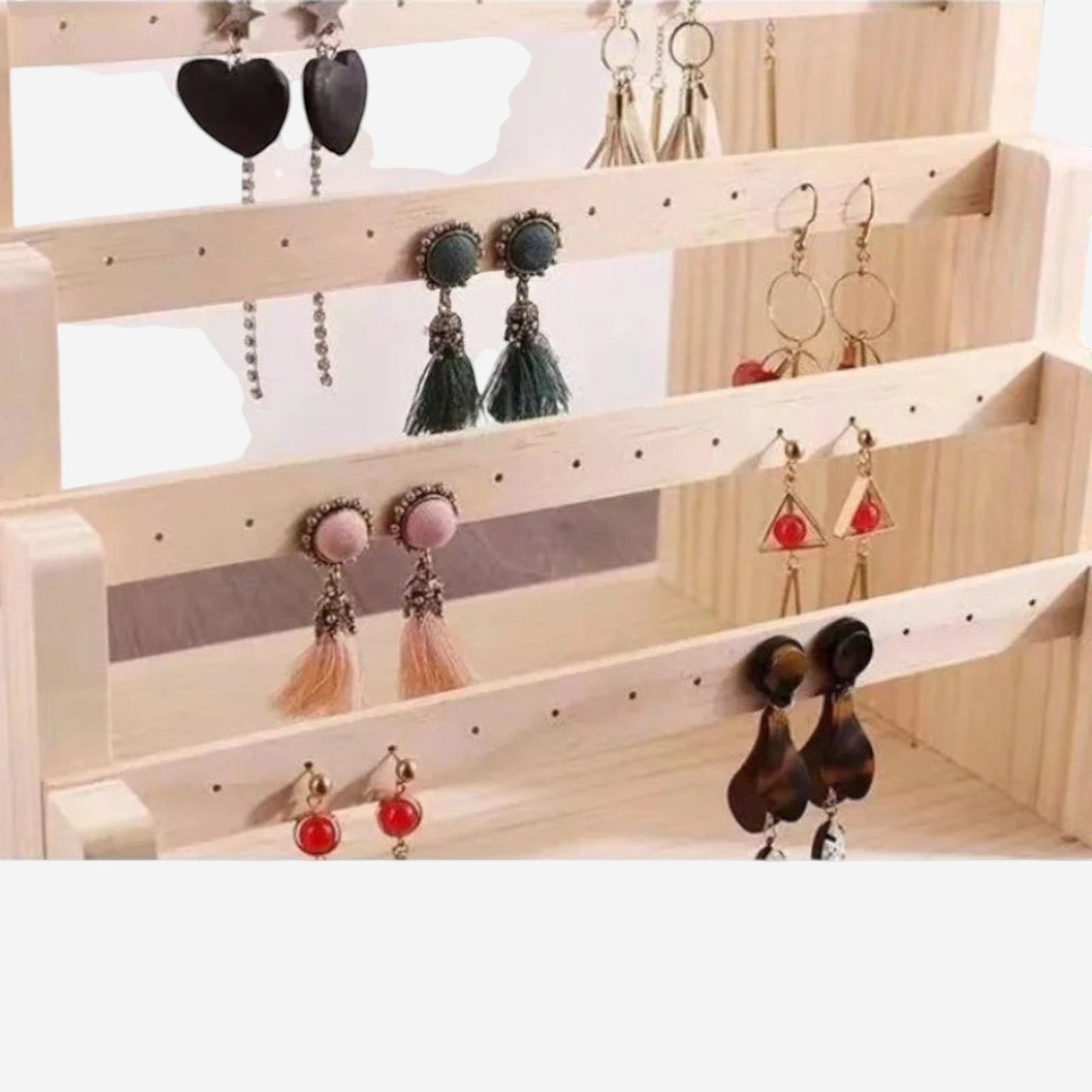présentoir à bijoux en bois massif mural avec rangement pour colliers et bracelets