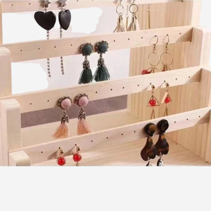 présentoir à bijoux en bois massif mural avec rangement pour colliers et bracelets