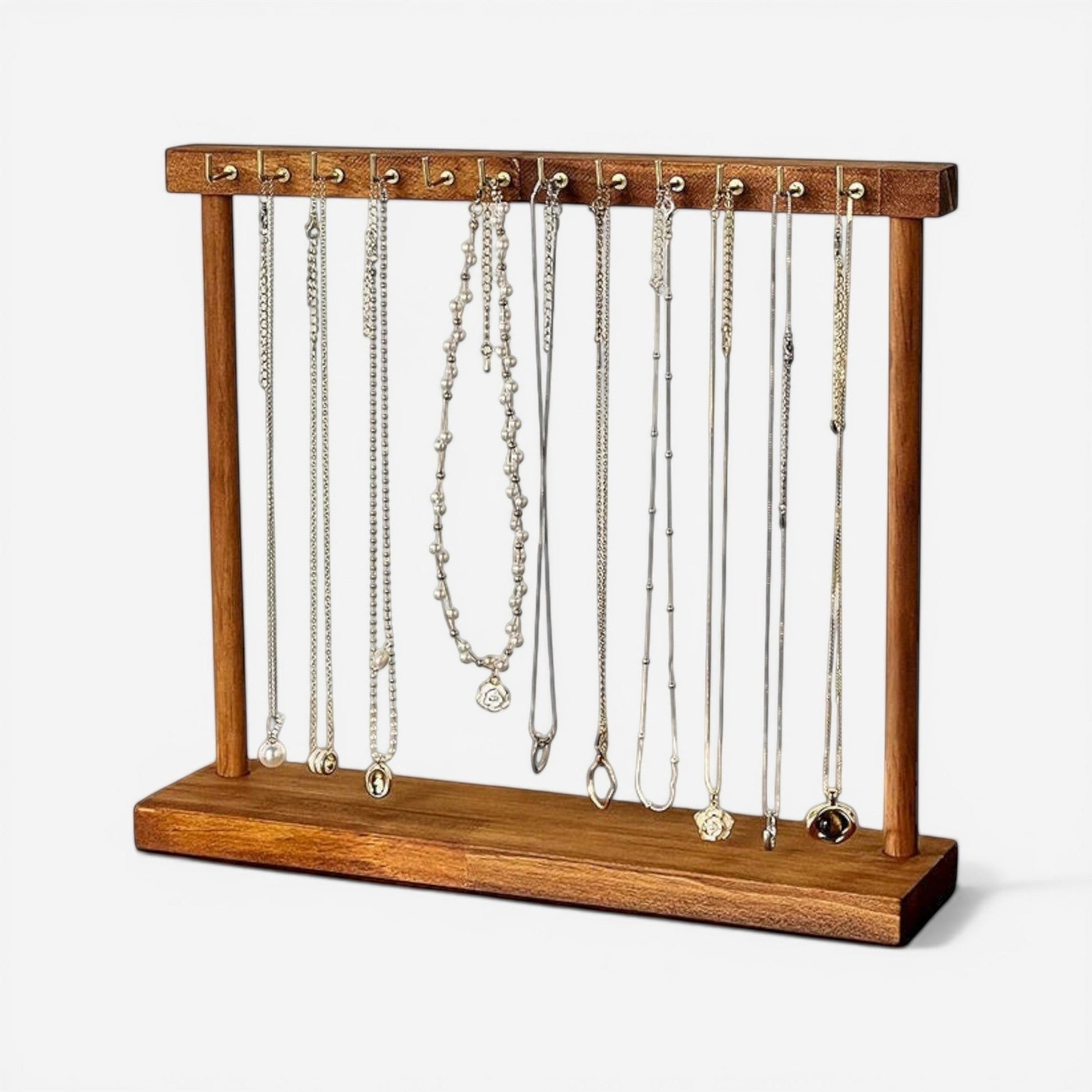 organisateur de bijoux en bois massif finition naturelle pour rangement élégant