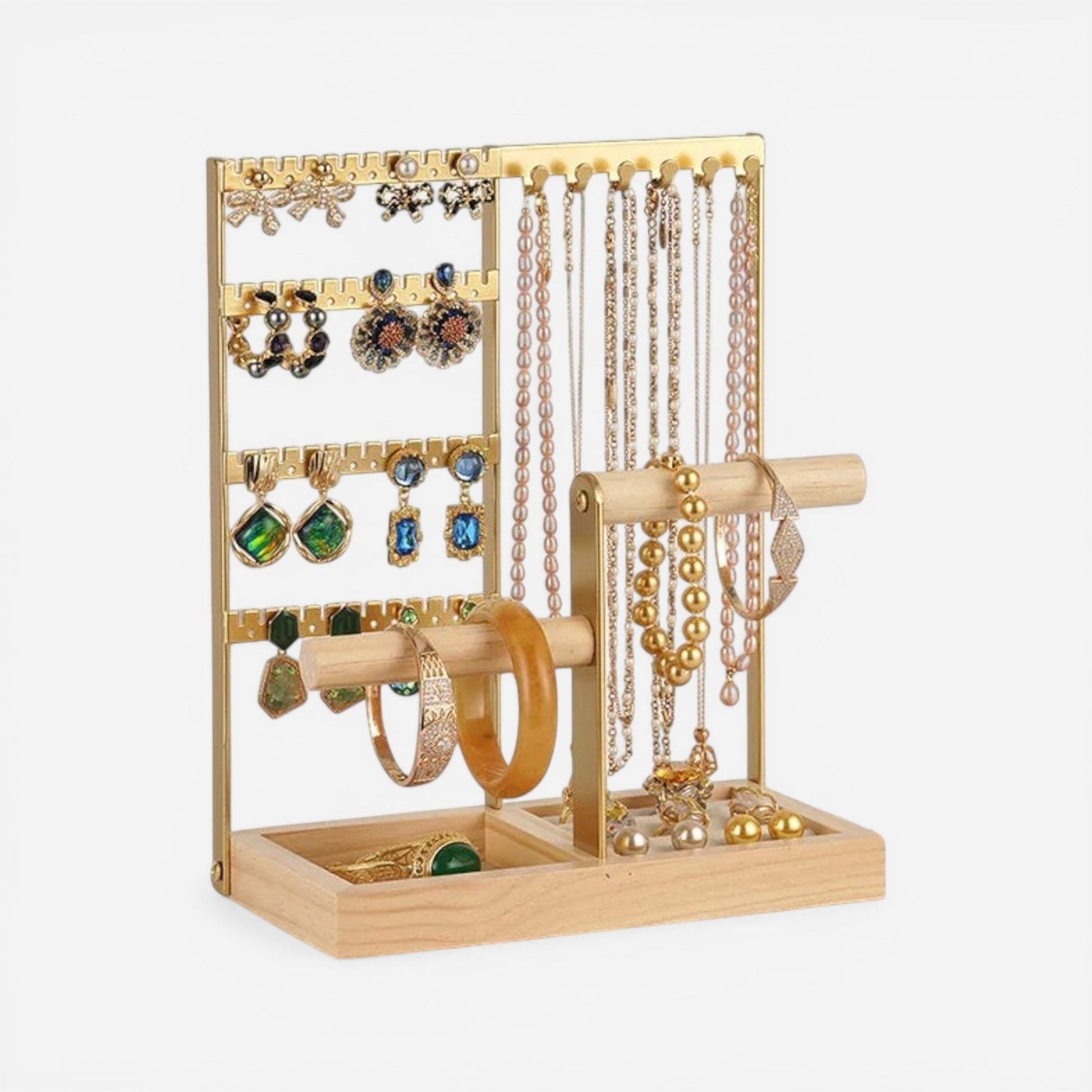 présentoir pour bijoux et bracelets avec plusieurs niveaux de rangement