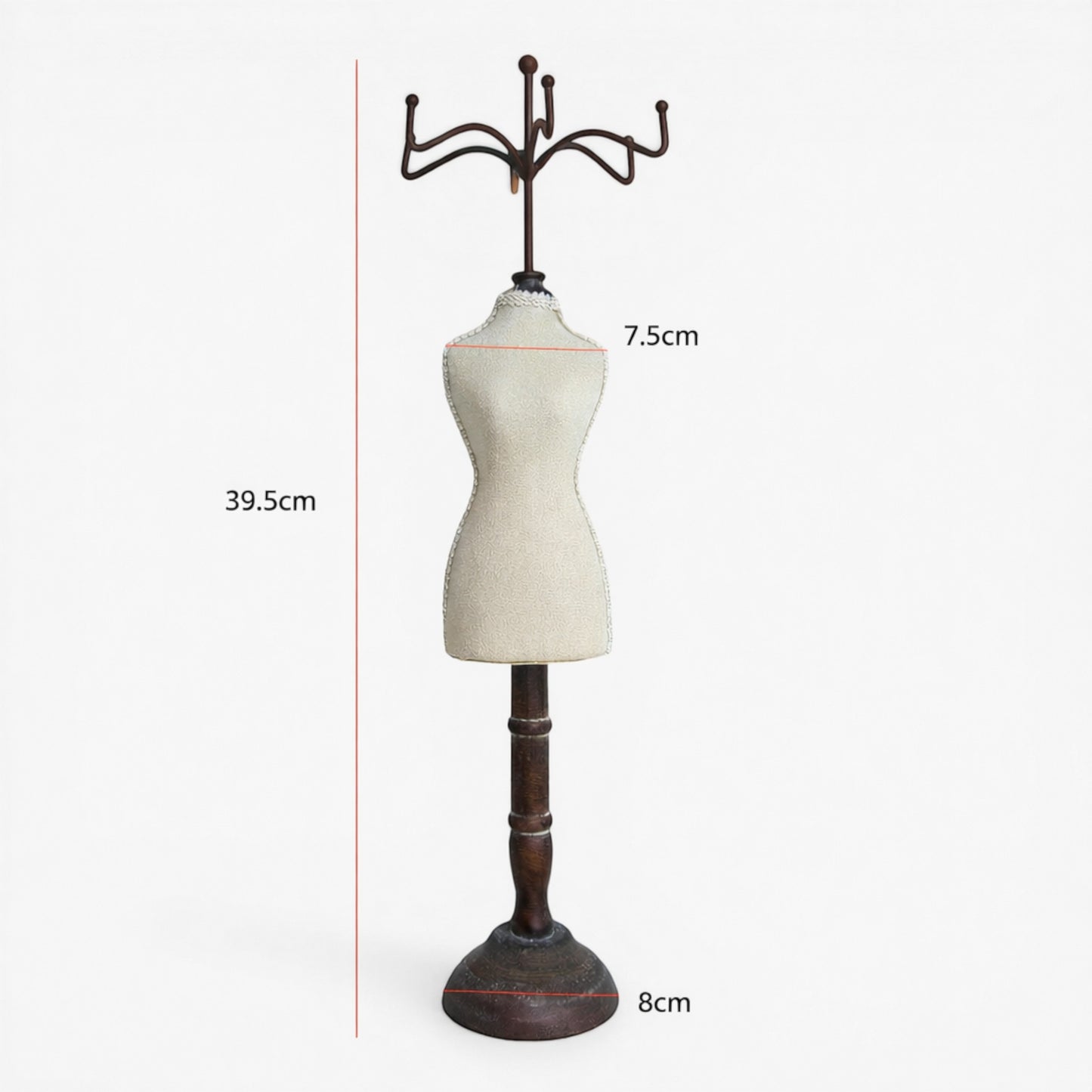 présentoir buste à bijoux avec base en bois pour colliers et accessoires