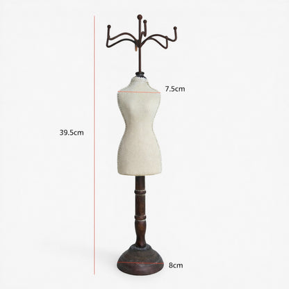 présentoir buste à bijoux avec base en bois pour colliers et accessoires