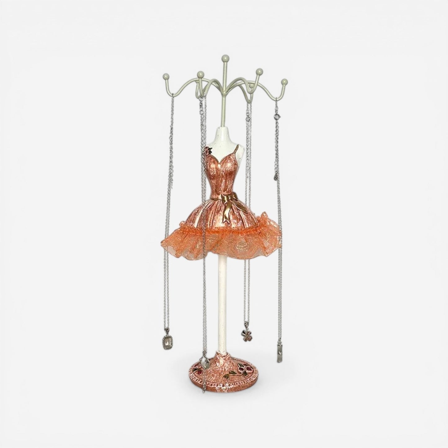 présentoir de bijoux moderne en métal couleur cuivre pour suspendre colliers et boucles d’oreilles