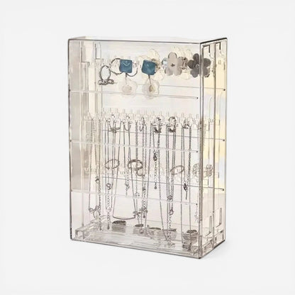 présentoir à bijoux transparent avec boucles d’oreilles et accessoires suspendus